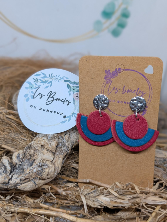 Boucles d&#039;oreilles Donatelle rouge Bleu do228