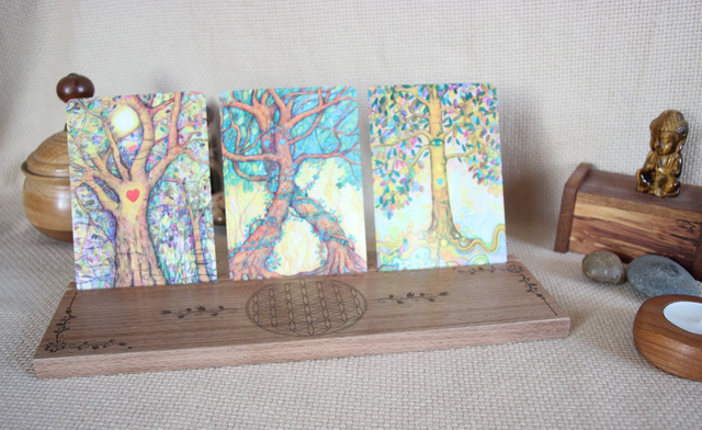 Support pour oracles Porte carte illustrées en bois Porte-cartes Tarot