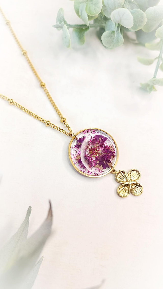 Collier sautoir APILA - Violet pourpre