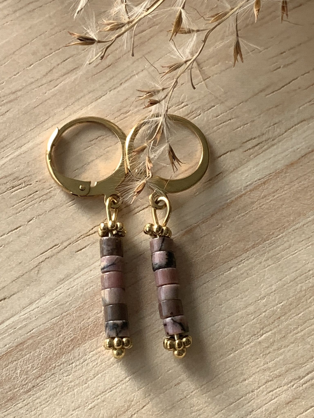 Boucles d'oreilles Rosamaria Marbre brun/rose