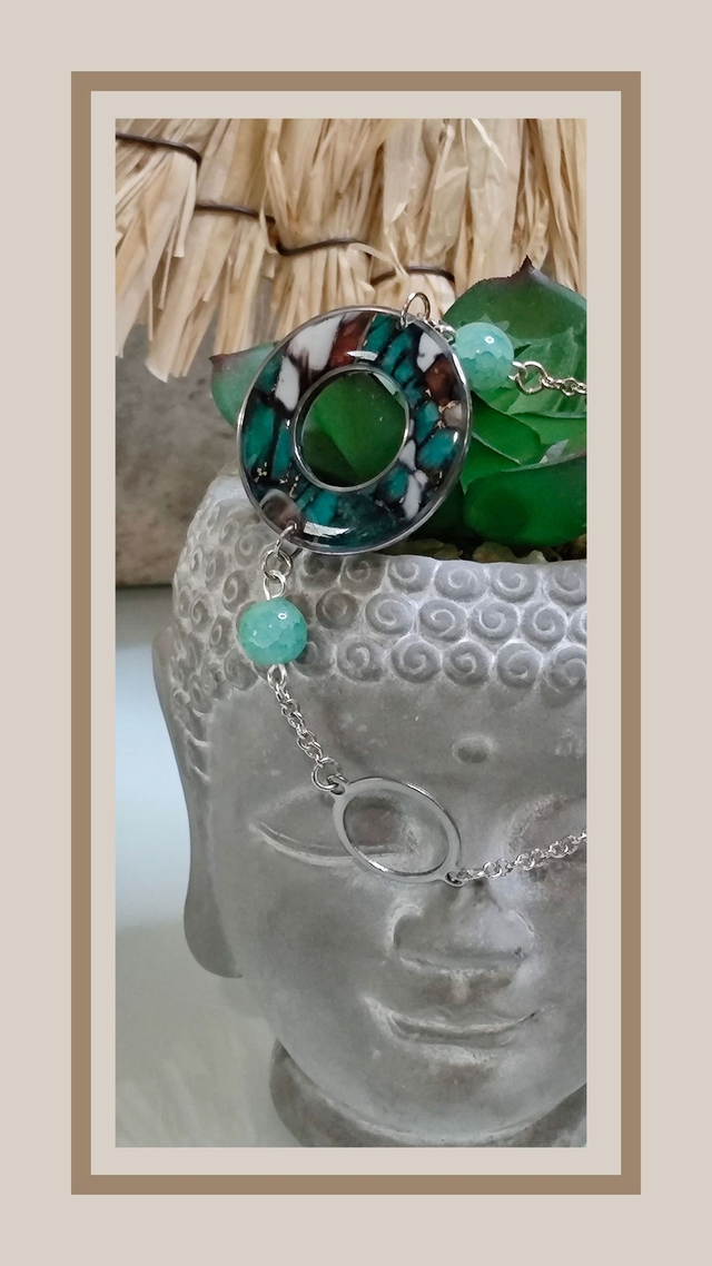 Bracelet faux turquoise cuivré rond 