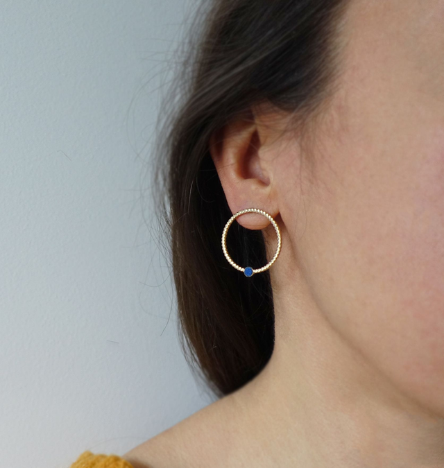 Puces cercles et mini rond de cuir - 4 coloris