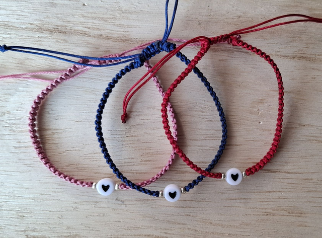 Bracelet macramé cœur - Taille adulte