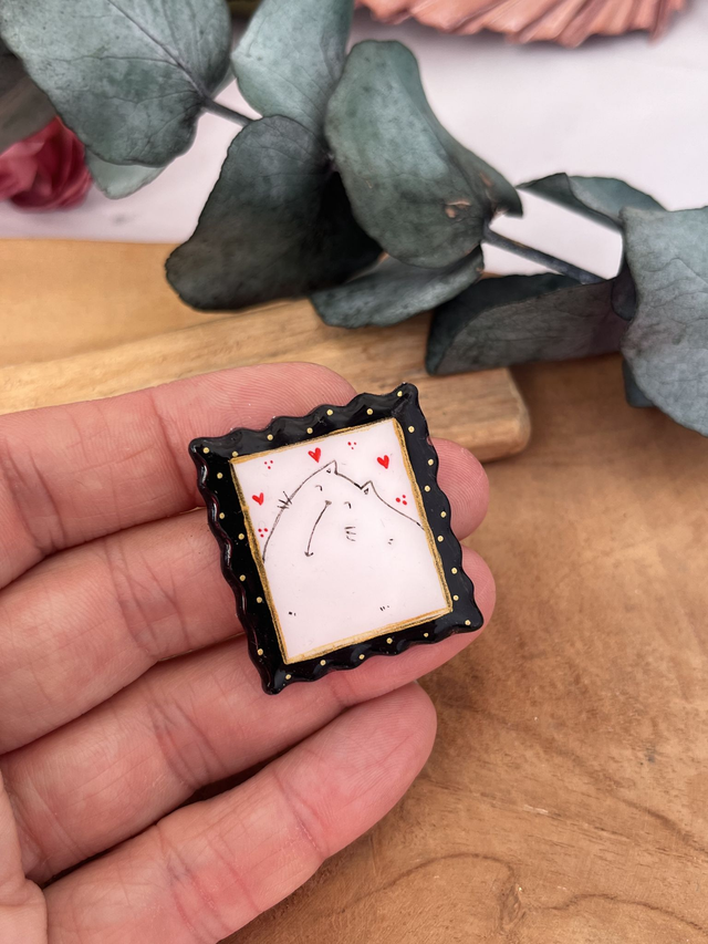 Broche timbre chats 