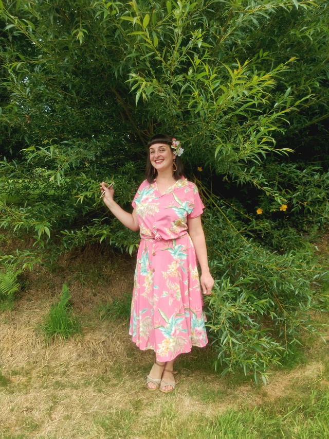 Jupe tropical/tiki rose 