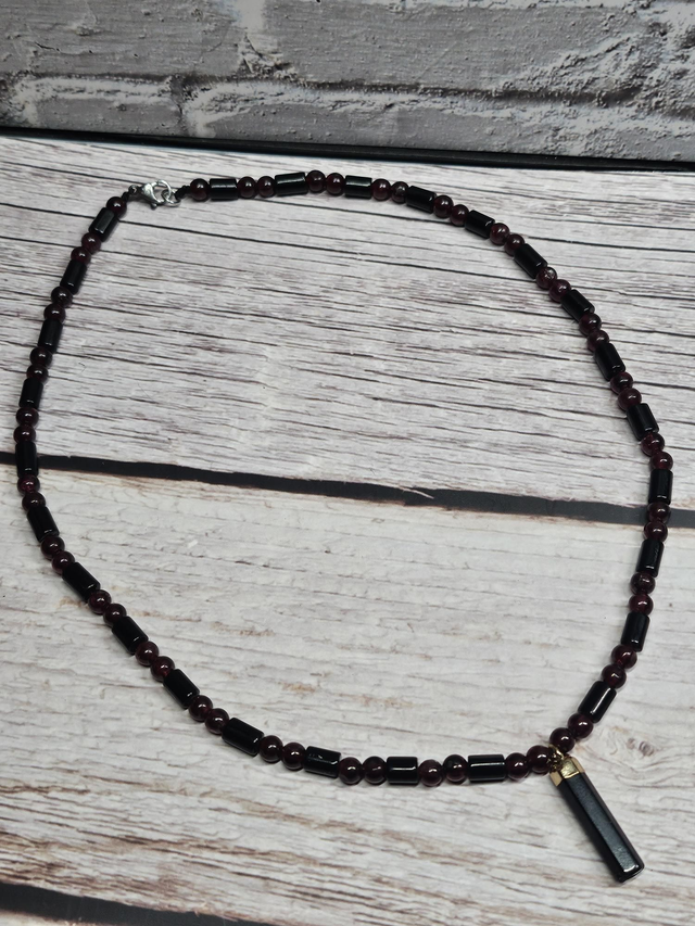 Collier Tourmaline Noire &amp; Grenat – Ancrage &amp; Vitalité