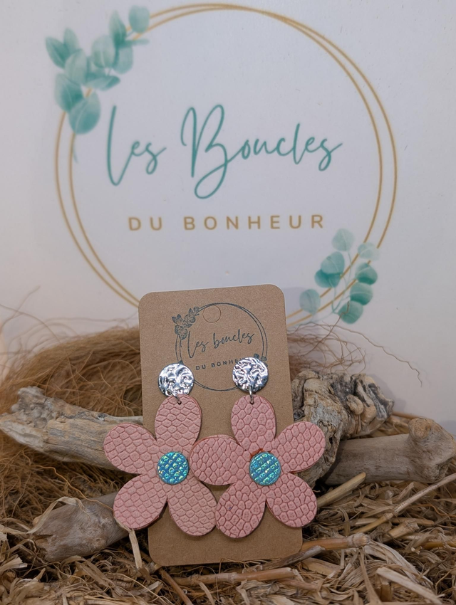 Boucles d&#039;oreilles Baby Marguerite rose bm032