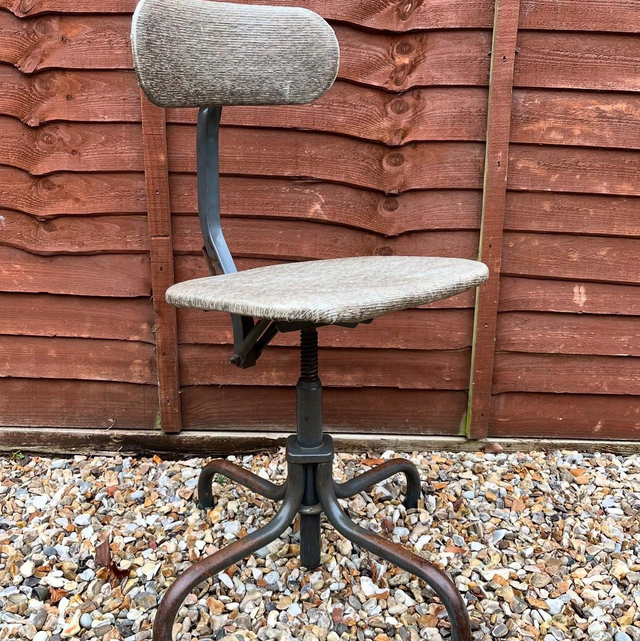 Mid Century Industrial Factory Machinists Swivel Chair by Dare Inglis of Harrow