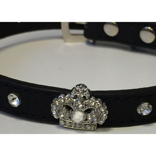 Halsband strass kroon zwart XS