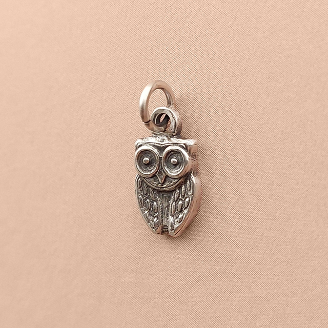 Handmade Owl Silver Necklace  - Sterling Silver Owl Charm - Handmade Silver Bird Pendant