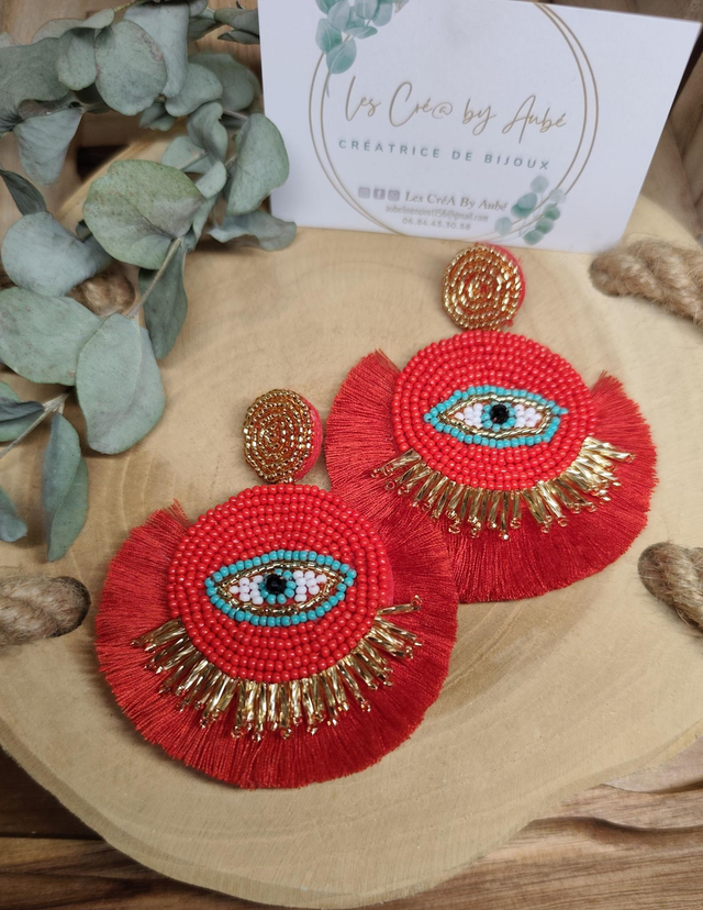 BO BIG BOHEME OEIL PERLES ROUGE 0000294