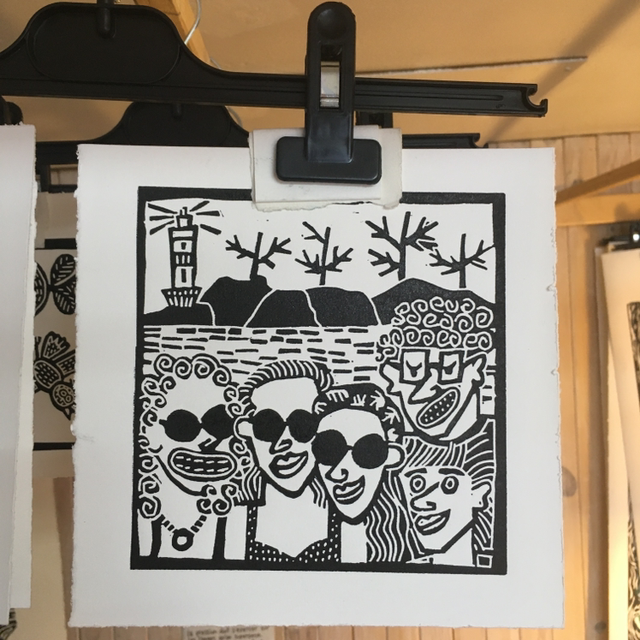 « Photo de vacances à Ouessant » - linogravure