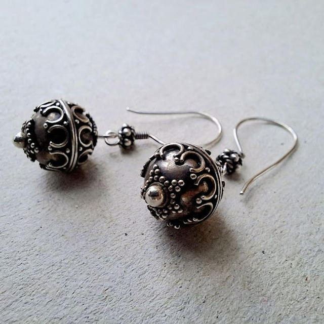 Zilveren tribal oorbellen vintage