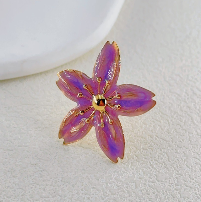 Bague fleur réglable or