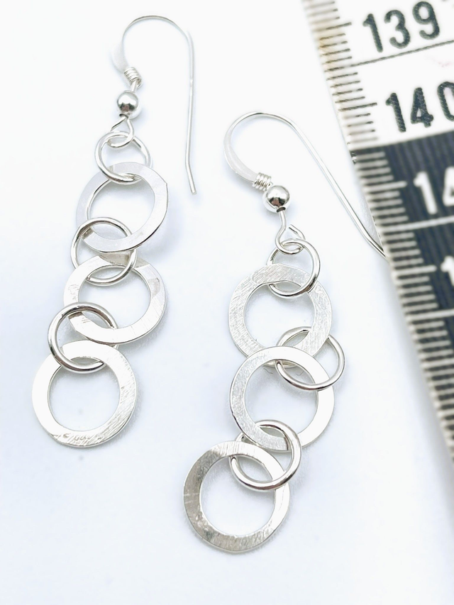 Hammered hoop sterling sIlver drop earrings