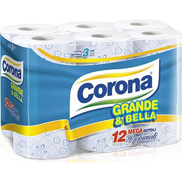 CORONA CARTA IGIENICA GRANDE &amp; BELLA/12PZ