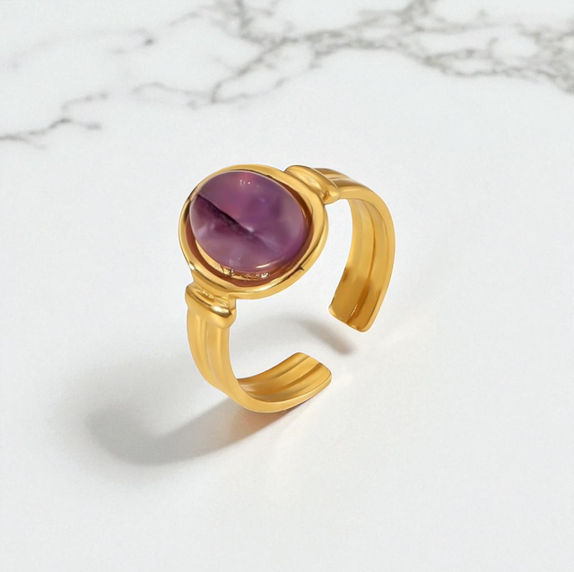 Bague ILYANA Pourpre | Ajustable en acier inoxydable 
