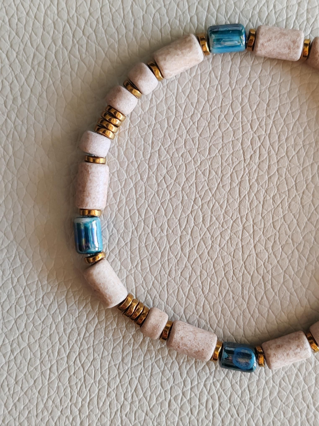 Antik Faroa - Bracelet Greige &amp; bleu azur