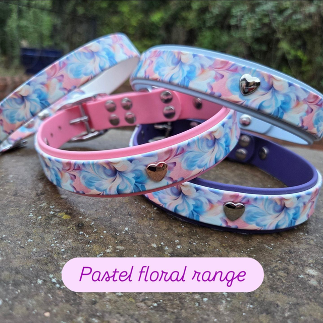 Pastel floral biothane collars