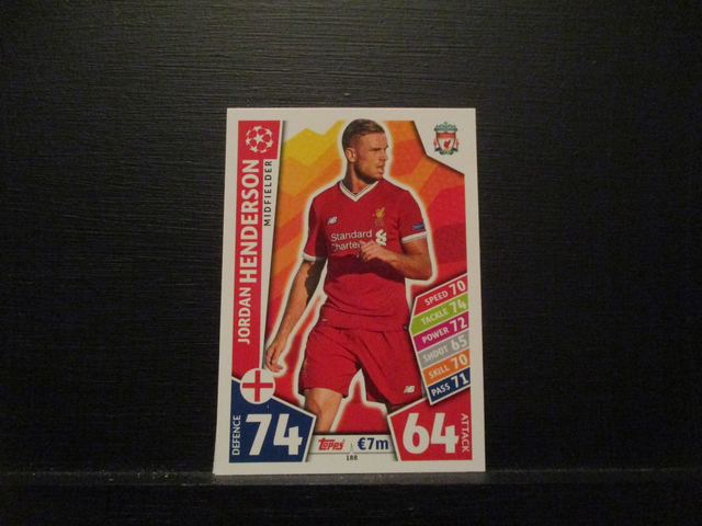Jordan Henderson - UEFA Champions League Match Attax 2017/18 Original Trading Card #188