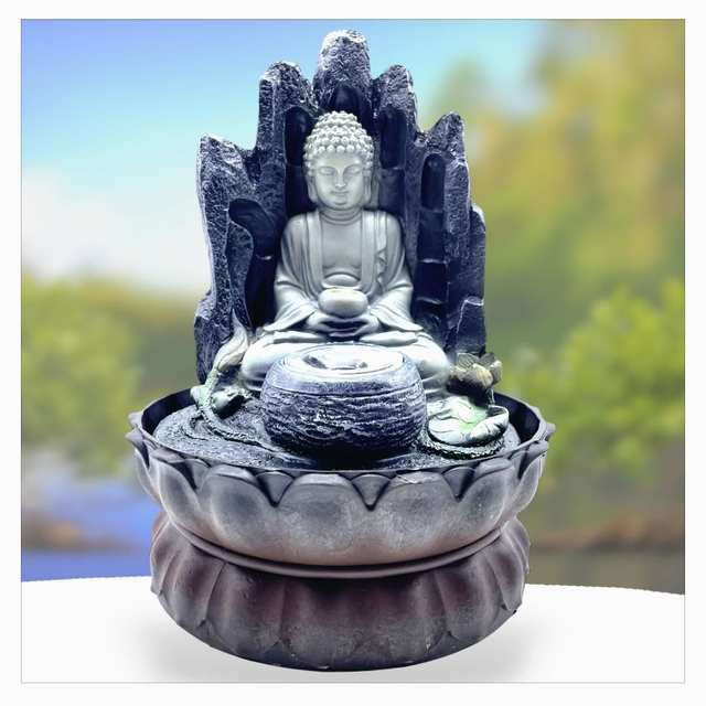 "Bouddha sur main" - Fontaine en résine 29 cm 
