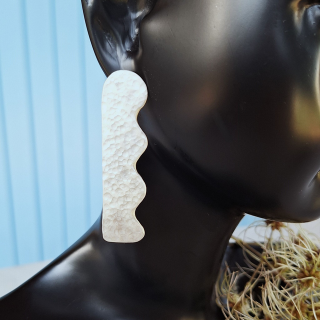 La Vague boucles d&#039;oreilles argent martelé