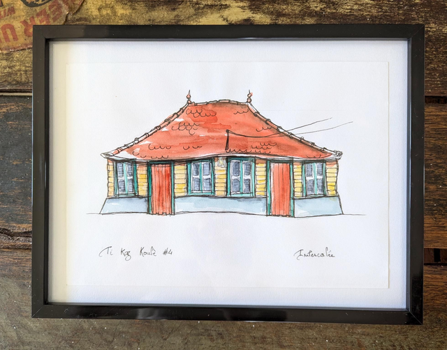 Encre et aquarelle - case créole #4 - Les Trois Ilets - Martinique 