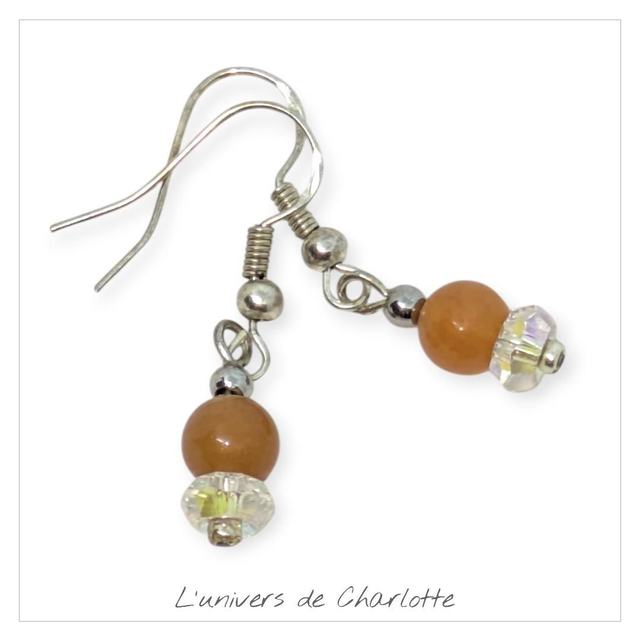 Boucles d&#039;oreilles &quot;Aventurine orange&quot; BO-048