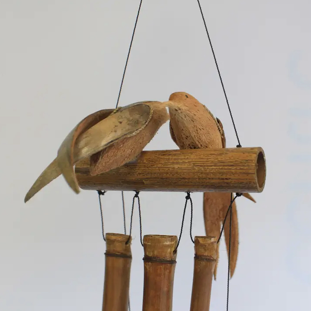 Bamboo Coconut Twin Birds Wind Chime