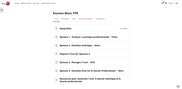 Plateforme d&#039;entrainement au passage à l&#039;examen FPA