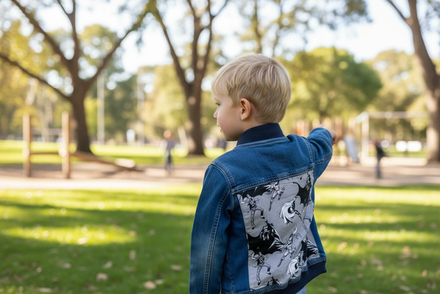 Veste en jean customisée Batman 4 ans soldée 