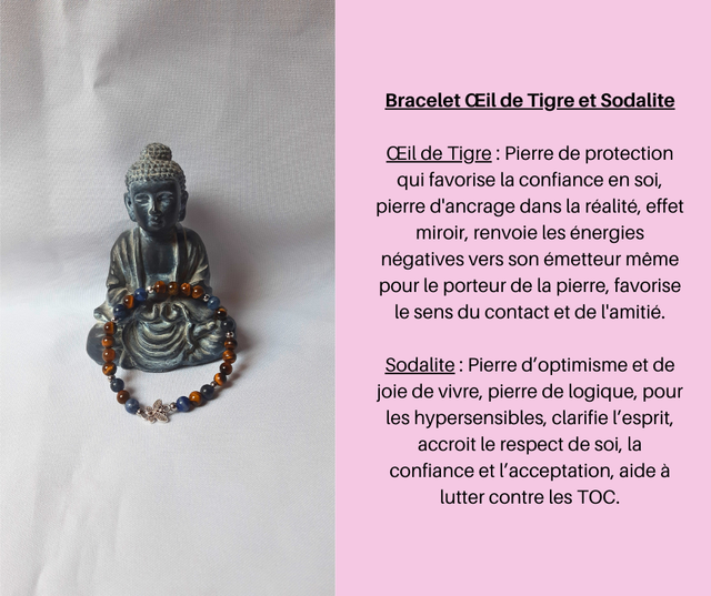 207- Bracelet en Œil de Tigre et Sodalite