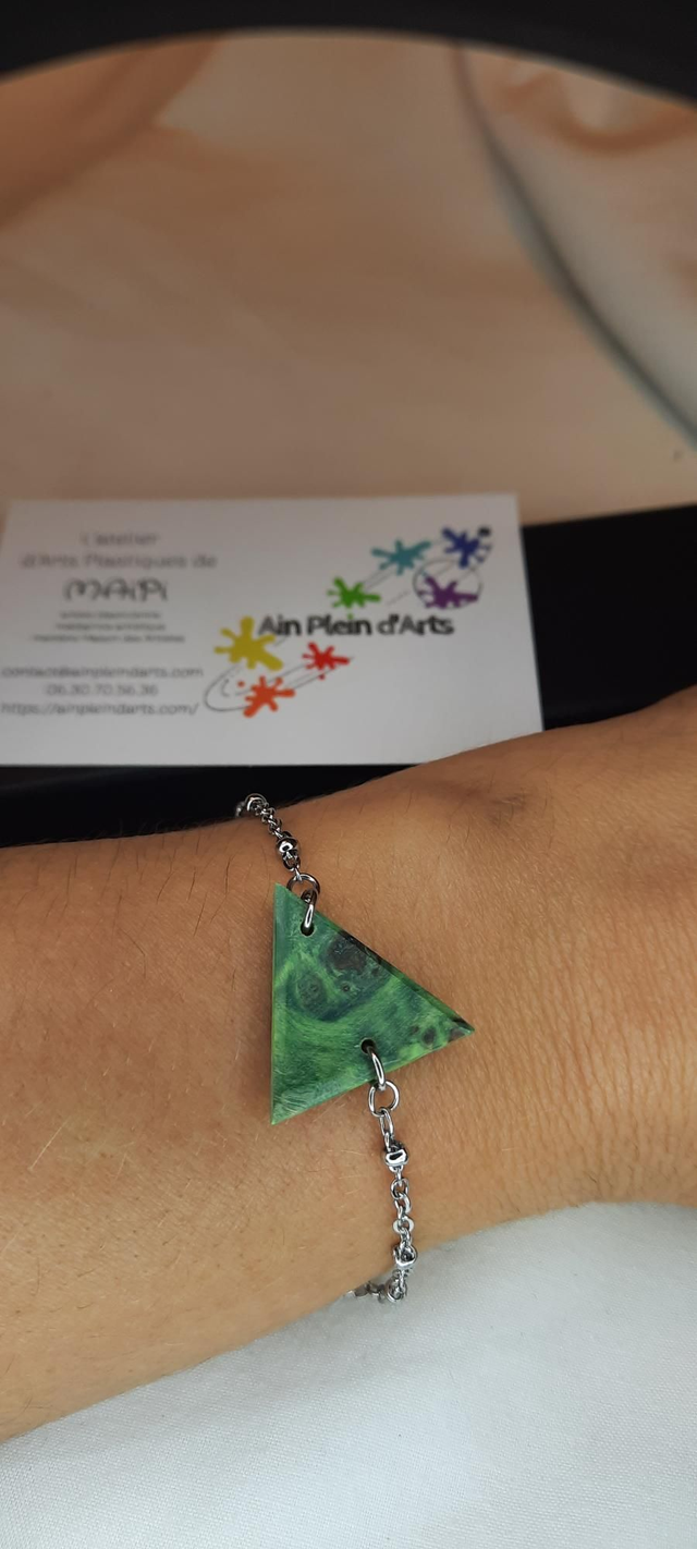 Bracelet loupe peuplier vert triangle