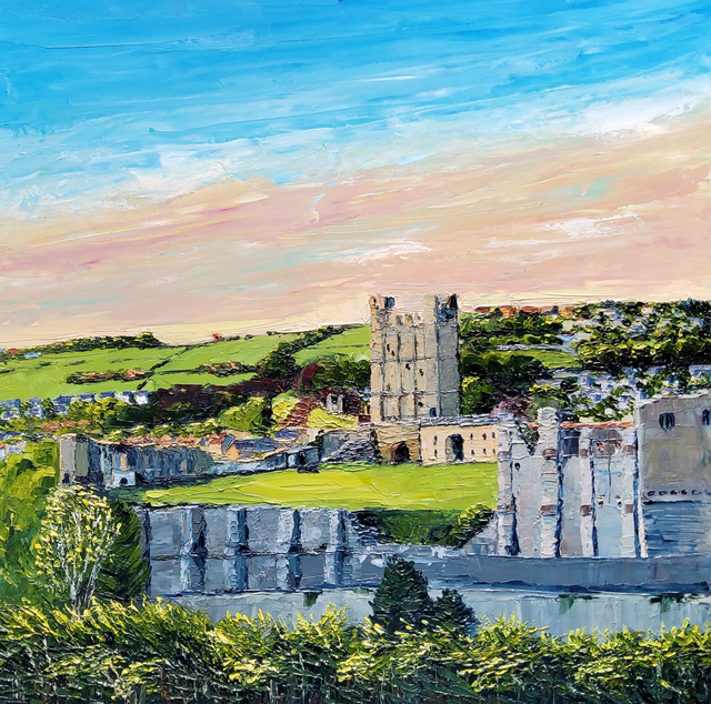 Richmond Castle- Original oil painting- on 30.5x30.5 wooden Canvas. 