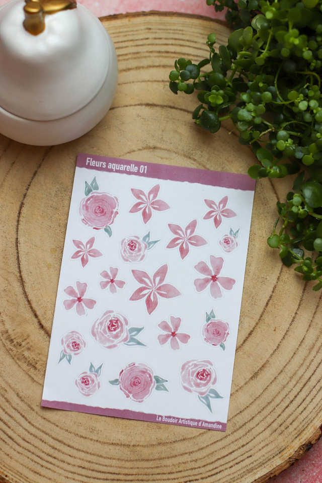 Planche de Stickers Fleurs Aquarelle