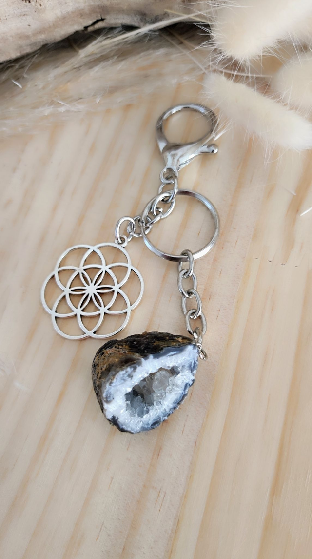 Porte Clés mini géode Agate brute n°1