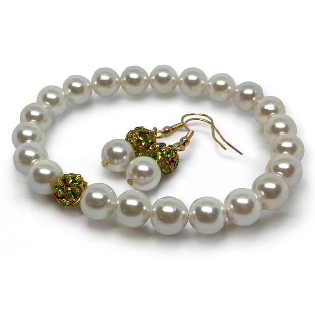 Armband & Ohrringe, Süẞwasserperlen 8mm