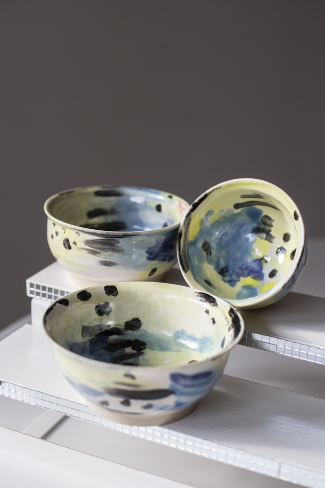 Set of 3 Handpainted Bowls