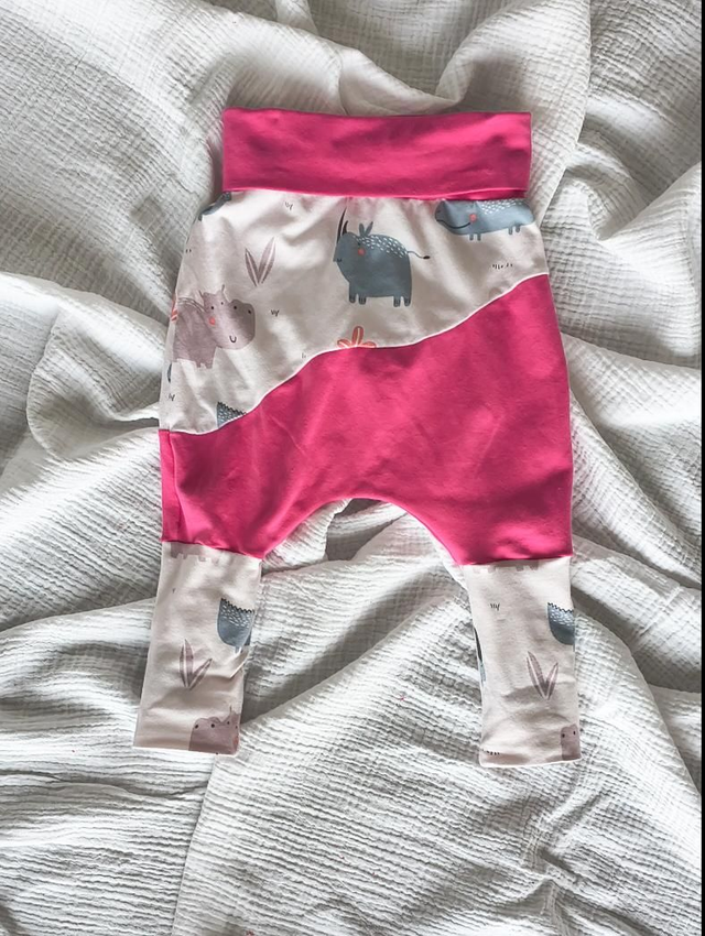 Sarouel Bébé Long Évolutif Jersey Coton Hippo/Rose