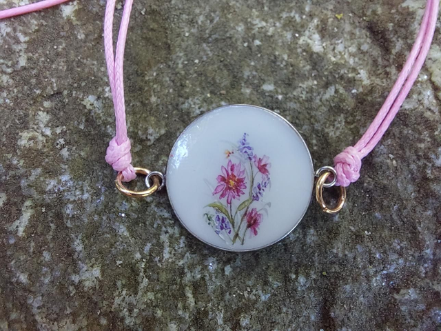 Bracelet fleurs rose