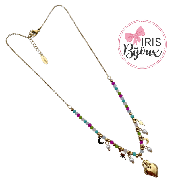 Collana multicolor cuore sacro + micro charms 