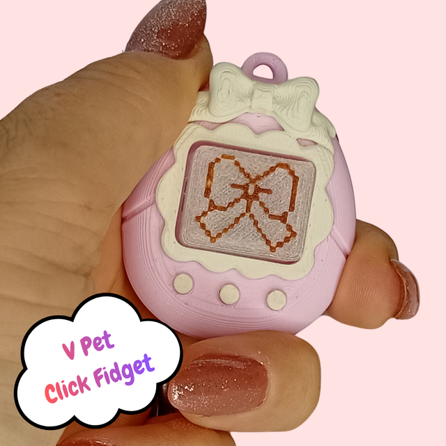 Retro v-pet fidget clicker keychain