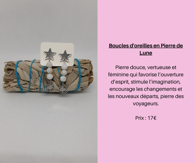 115- Boucles d'Oreilles en Pierre de Lune