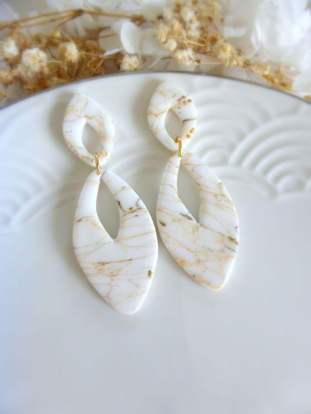 Boucles d'oreilles gouttes - Crème d'or