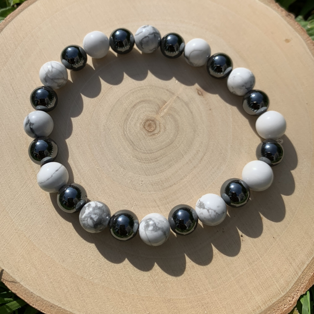 Bracelet Hématite et Howlite