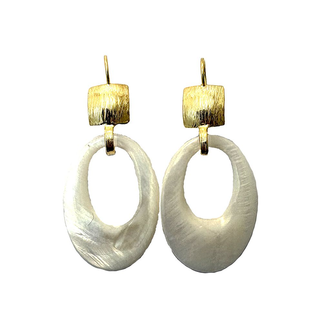 Orecchini Corteccia di Betulla con Creole inMadreperla modello 0512