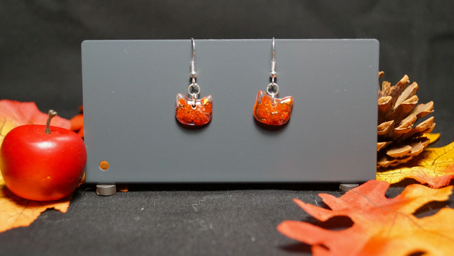 Boucle d'oreilles chat rouge