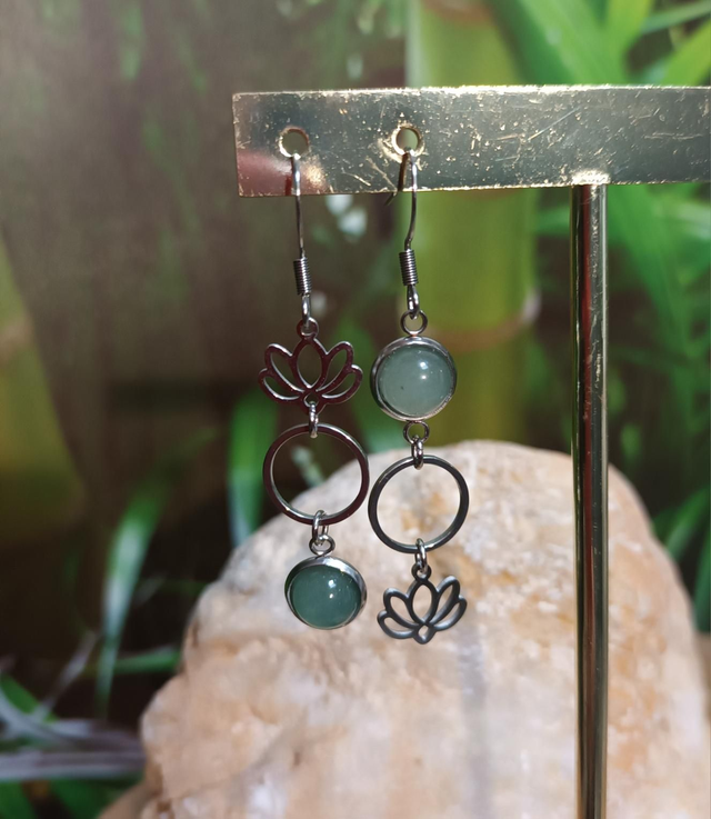 Boucles d&#039;oreilles en aventurine verte 