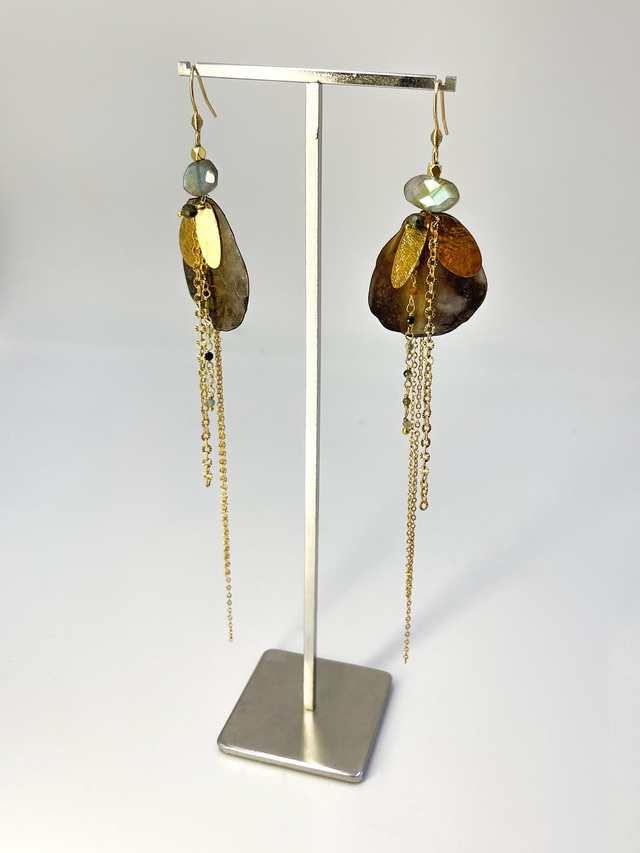 Boucles d&#039;oreilles &quot; Nepenthes &quot; labradorite