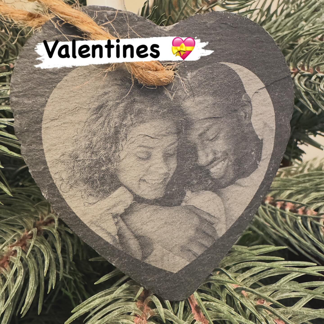 Engraved personalised slate hearts